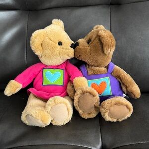 🩷💜Hallmark “Love & Kiss Kiss”Magnetic Teddy Bear Pair. Love Hearts Valentines